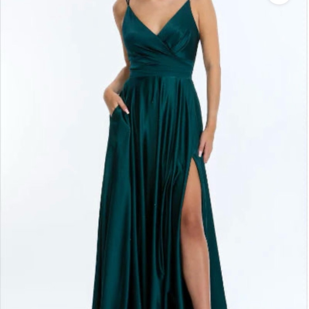 Fiesta Fashion Teal Satin Dress W/ Pockets Sz 2XL